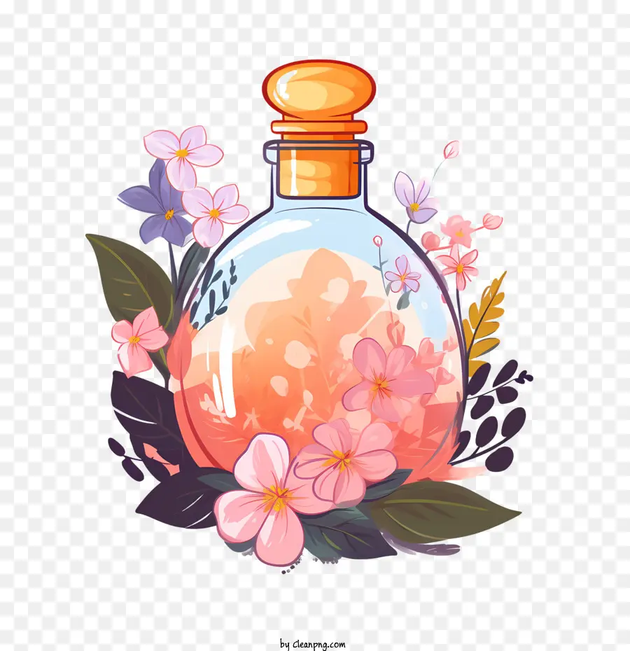 Frasco De Perfume，Flores PNG