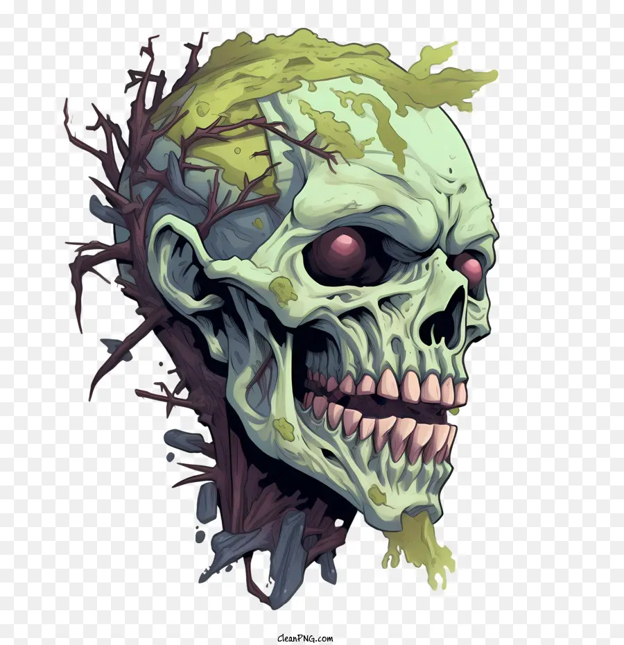 Zombie Crânio，Zombie PNG