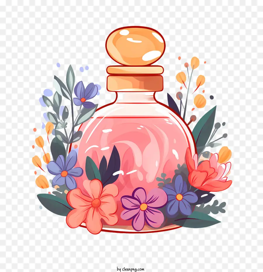 Frasco De Perfume，Flores PNG