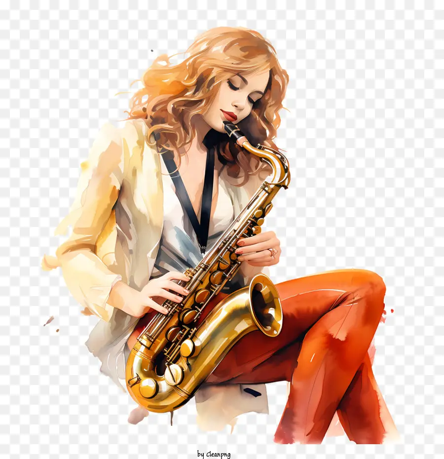 Dia Do Saxofone，Mulher Tocando Saxofone PNG