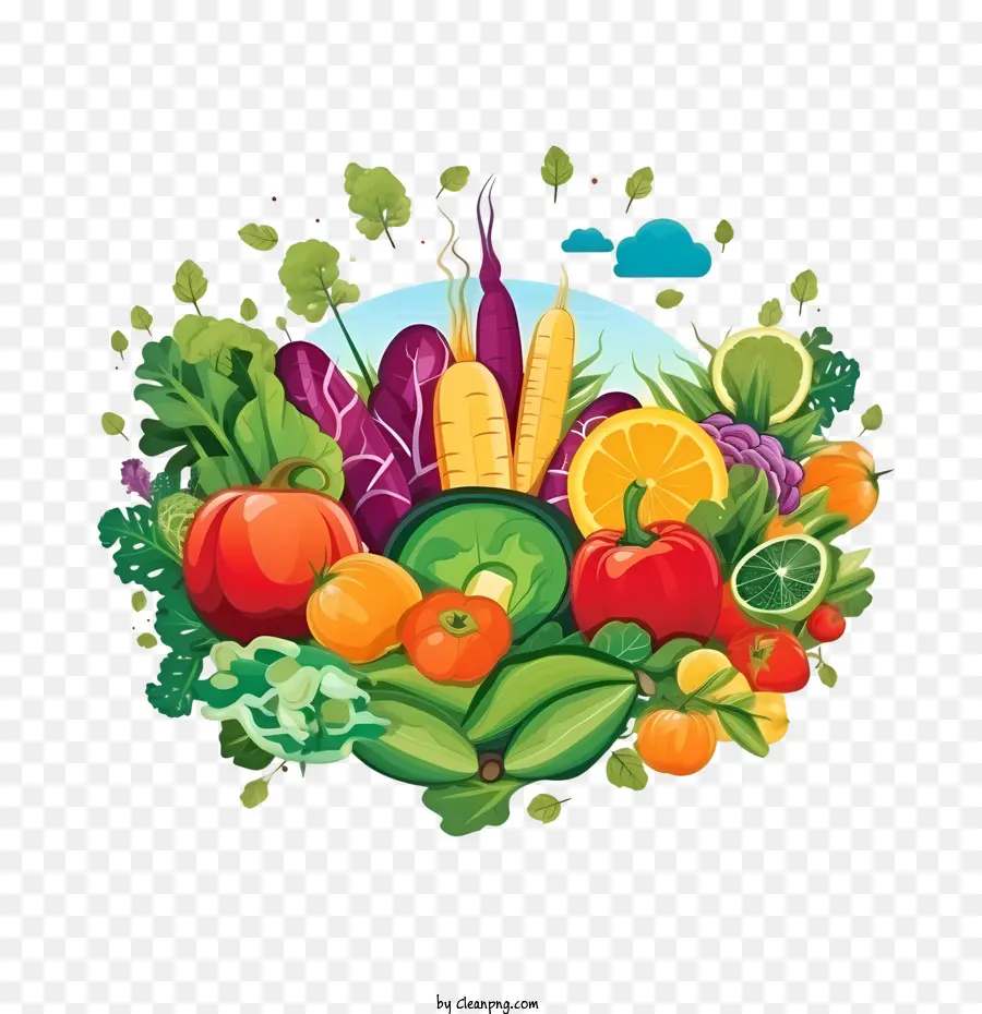 Dia Mundial Do Vegetariano，Círculo De Vegetais E Frutas PNG