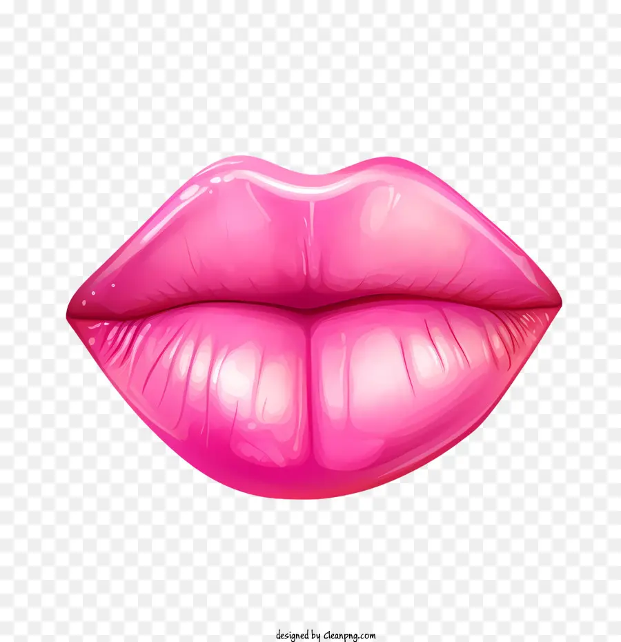 Lábios Cor De Rosa，Glossy PNG