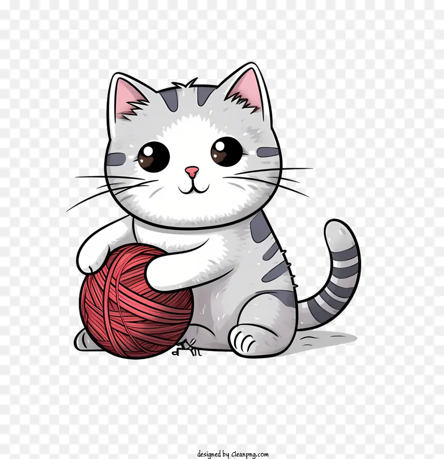 Gato Brincando Com Bola De Lã，Gato Fofo PNG