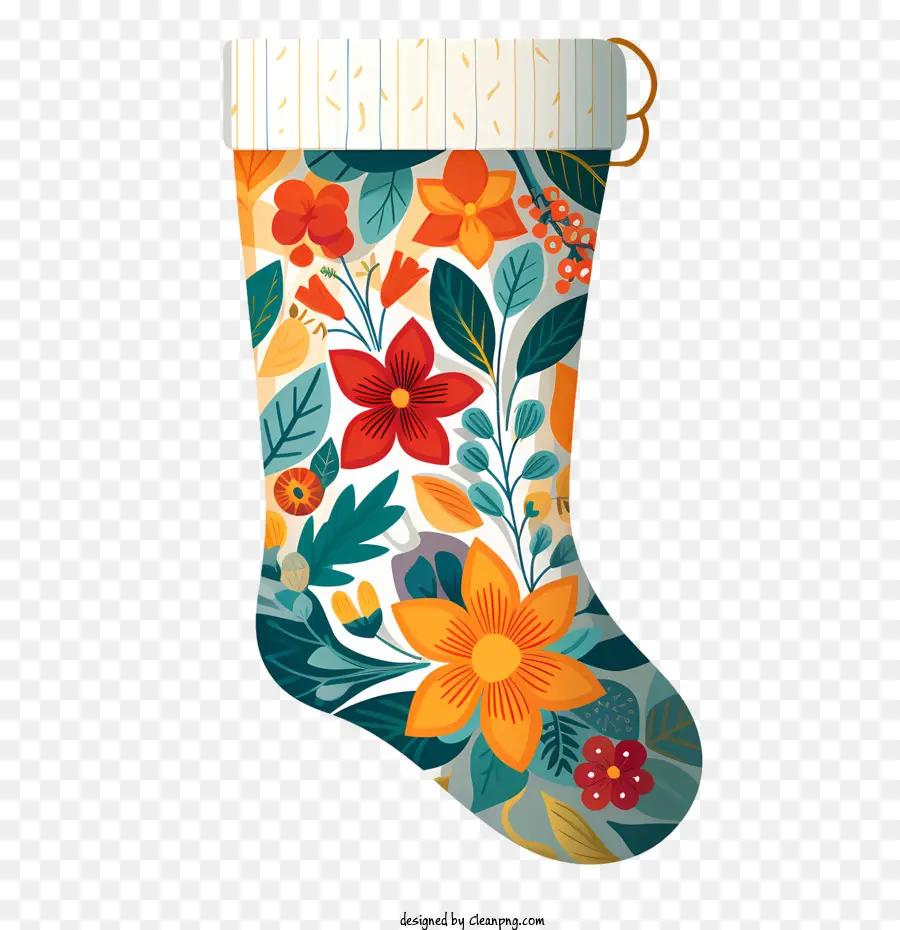 Meia De Natal，Meia Floral PNG