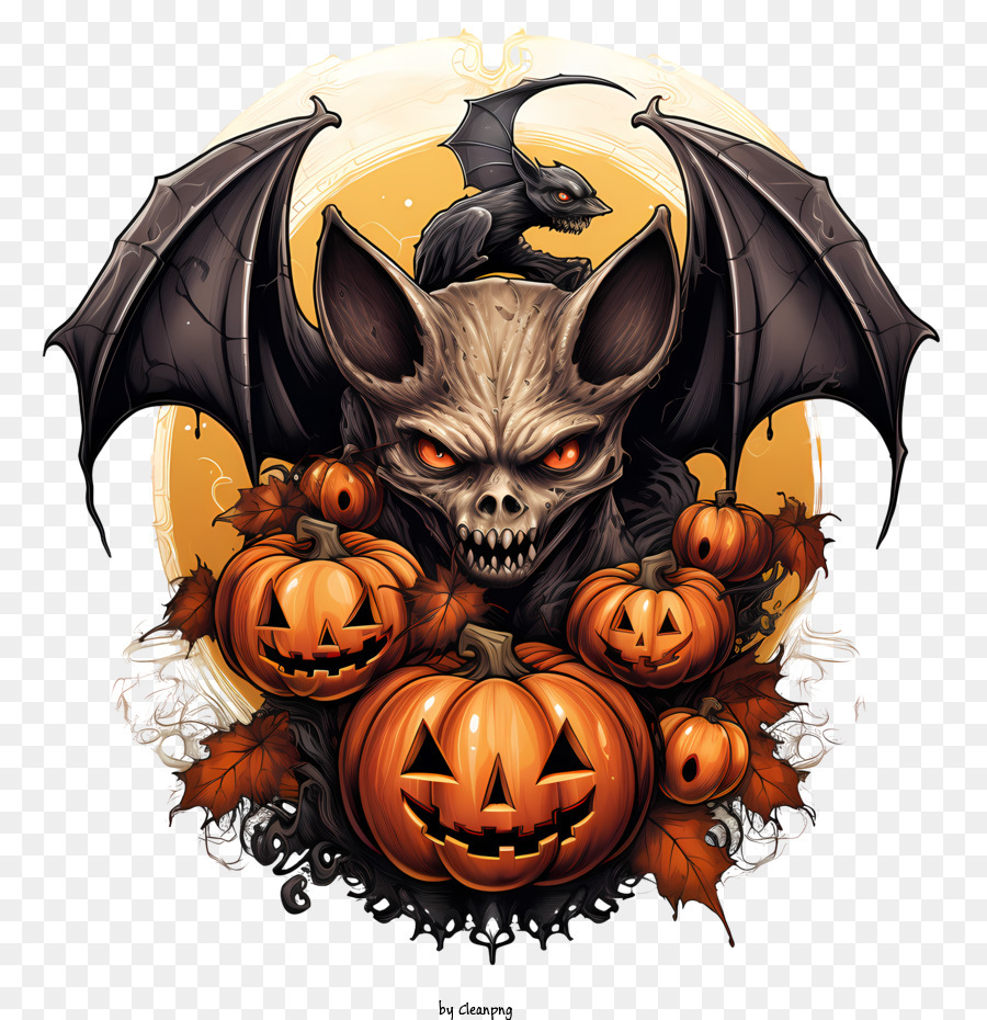 Baixe Garota com Abóboras e Morcegos para o Halloween PNG
