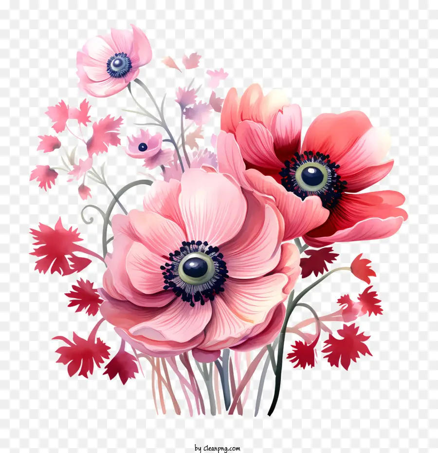Anémona Flor，Flores Cor De Rosa PNG
