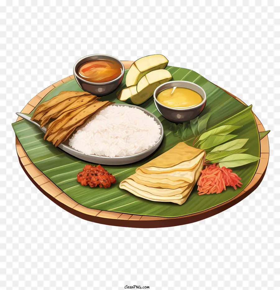 Comida Onam Alakan，Folha De Bananeira Placa PNG