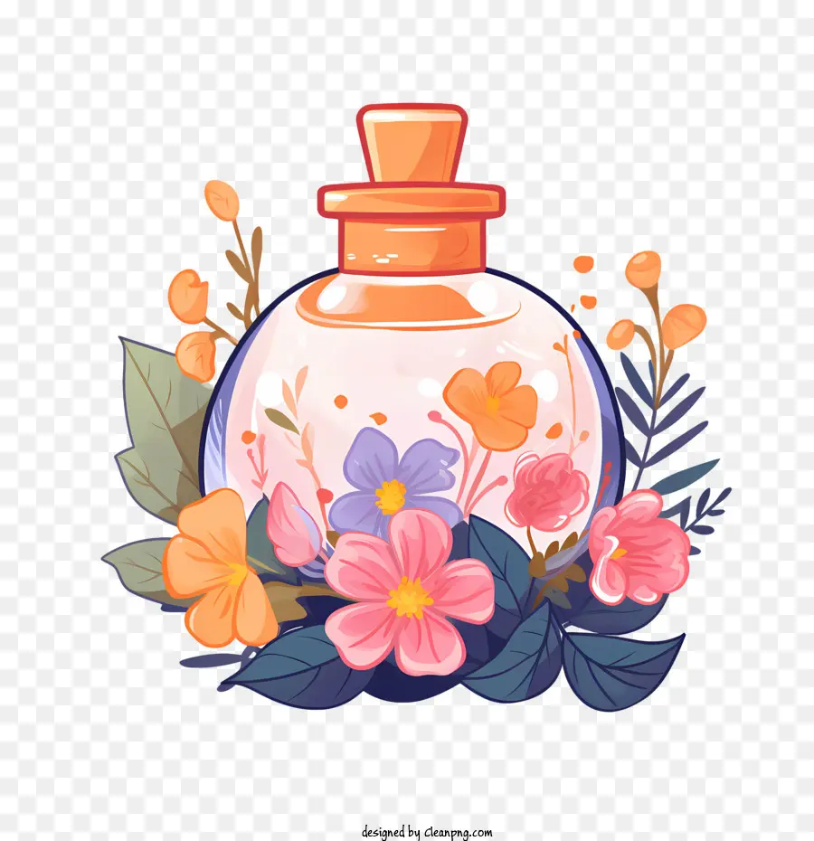 Frasco De Perfume，Flores PNG