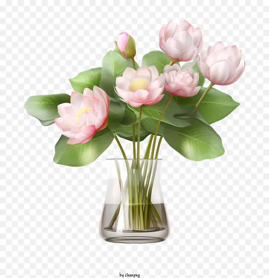 Flor De Lótus，Flores Rosa Em Um Vaso PNG