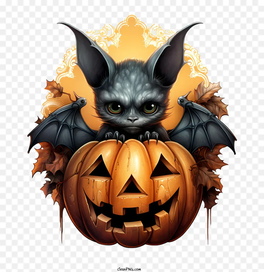 Halloween Morcego，Abóbora De Halloween PNG