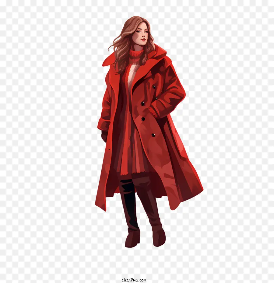 Garota De Inverno，Casaco Vermelho PNG