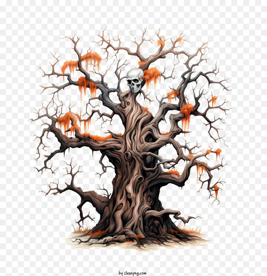 Halloween árvore，Esqueleto PNG