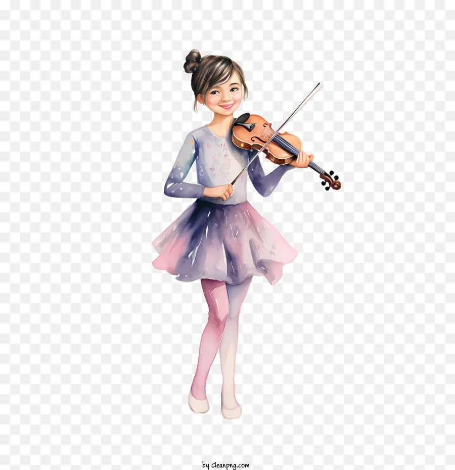 Bailarina Aquarela，Menina Com Violino PNG