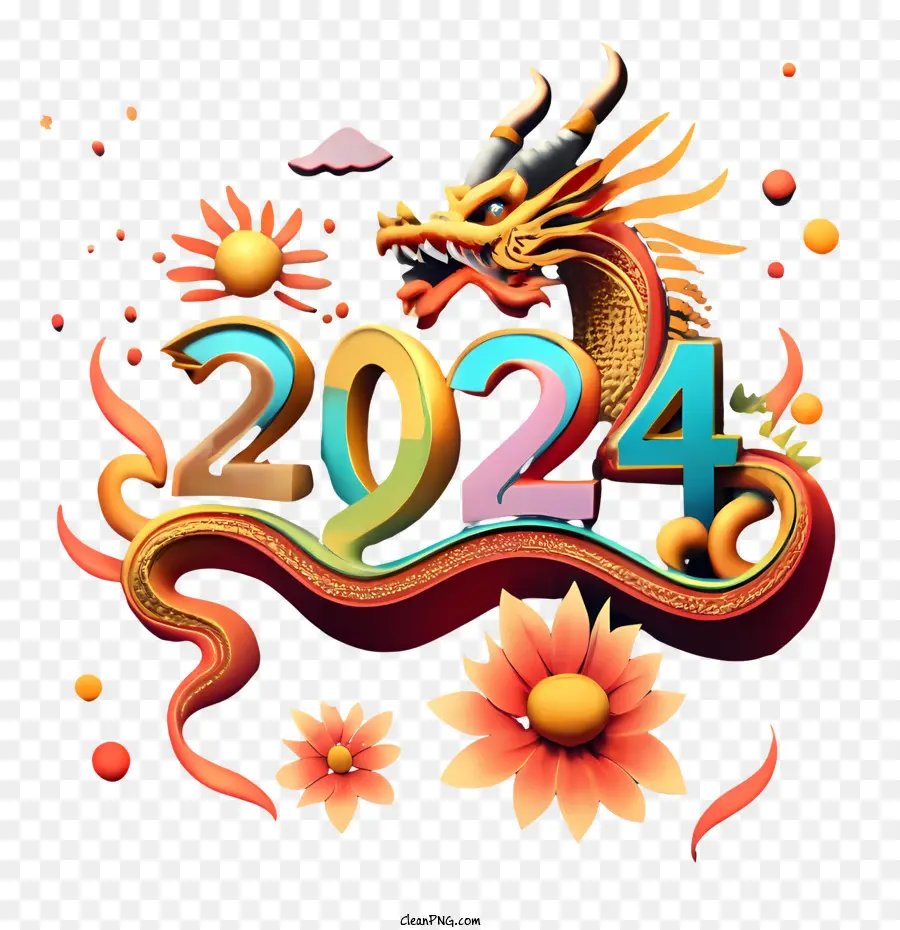 2024 Ano Novo，2024 Feliz Ano Novo PNG