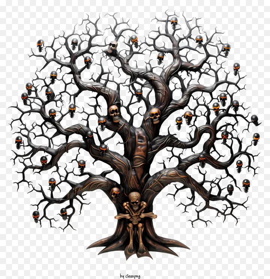 Halloween árvore，Esqueleto PNG
