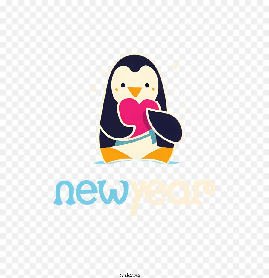 2024 Ano Novo，Pinguim Com Coração PNG