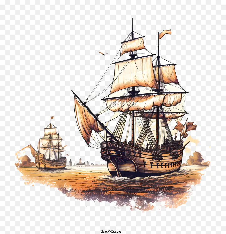 O Dia De Colombo，Navio Pirata PNG