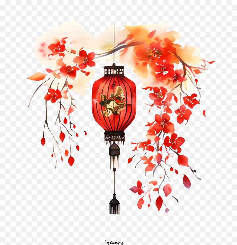 Lanterna Chinesa，Vermelho E Branco PNG