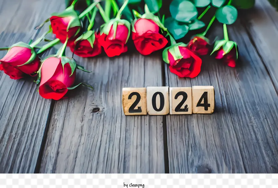 2024 Ano Novo，Rosas PNG