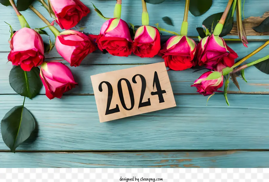 2024 Ano Novo，Rosas E 2024 PNG