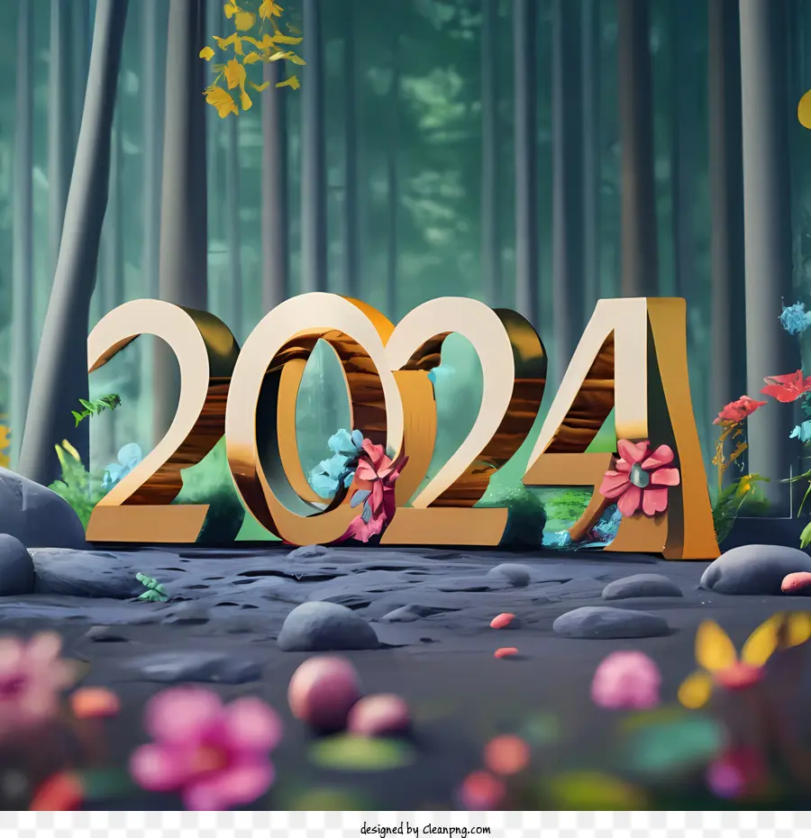 2024 Ano Novo，Número PNG