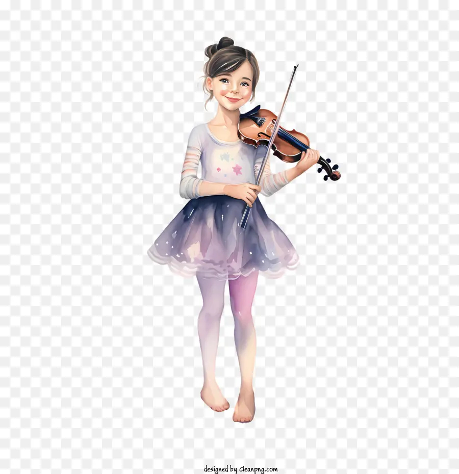 Bailarina Aquarela，Menina Com Violino PNG