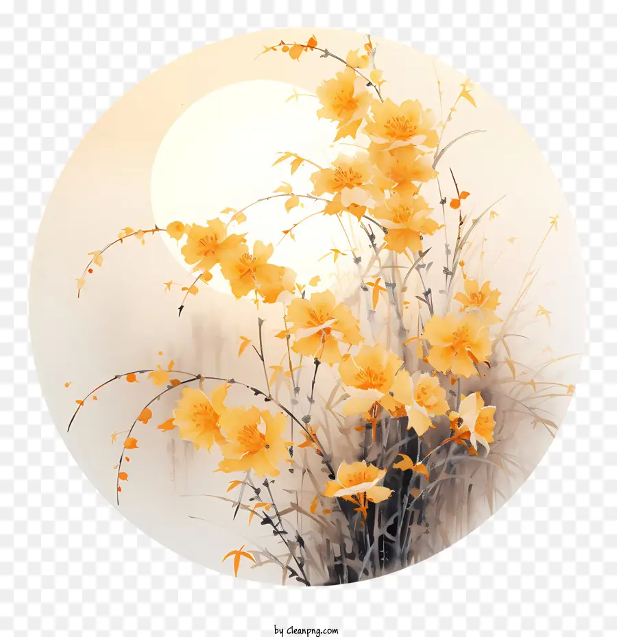 Meio Dia De Outono，Flores Amarelas PNG