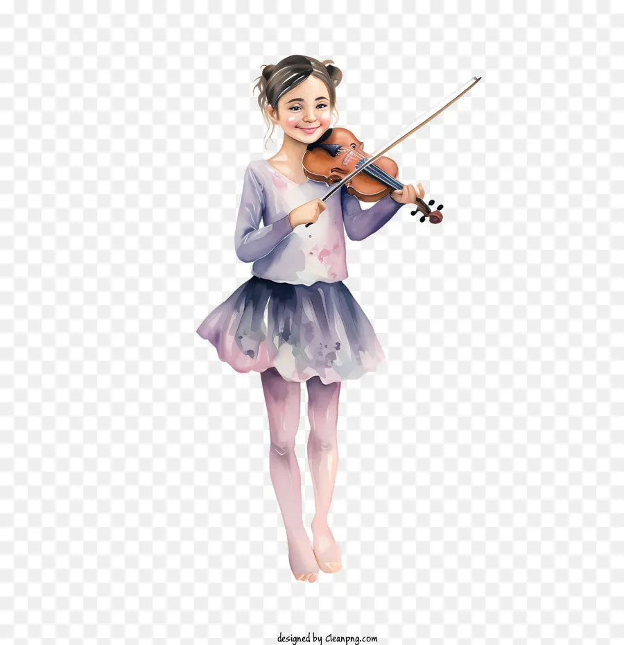 Bailarina Aquarela，Menina Com Violino PNG