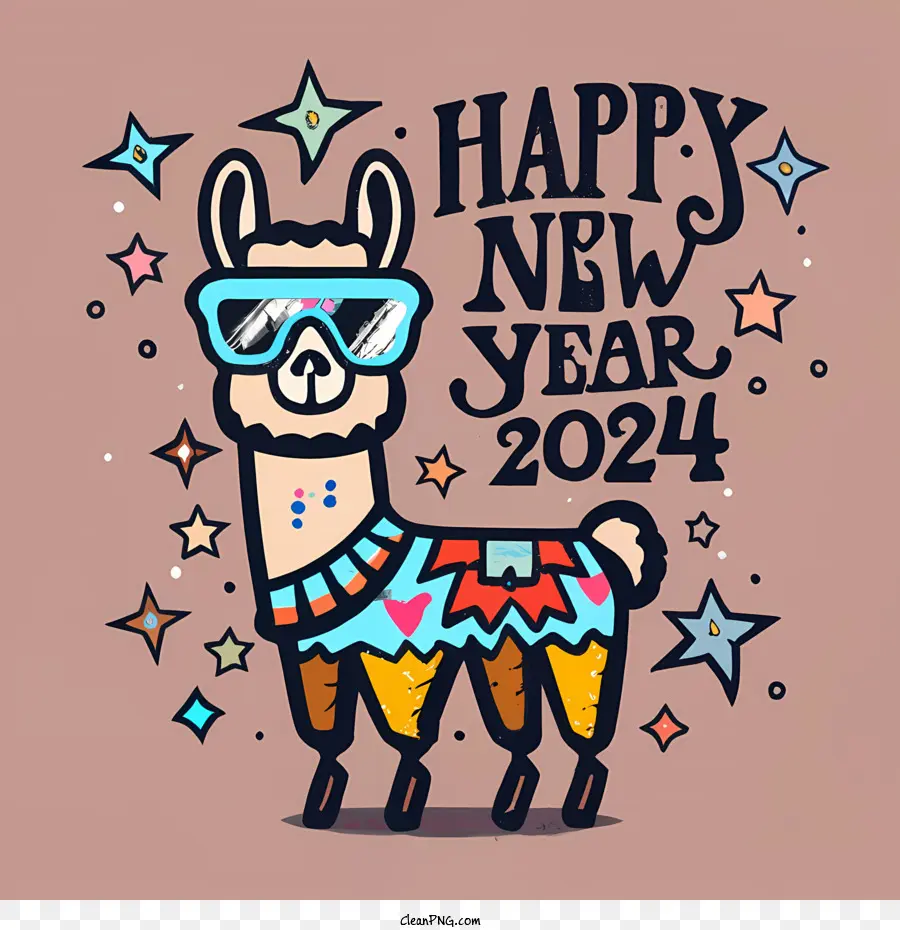 2024 Feliz Ano Novo，Lama PNG