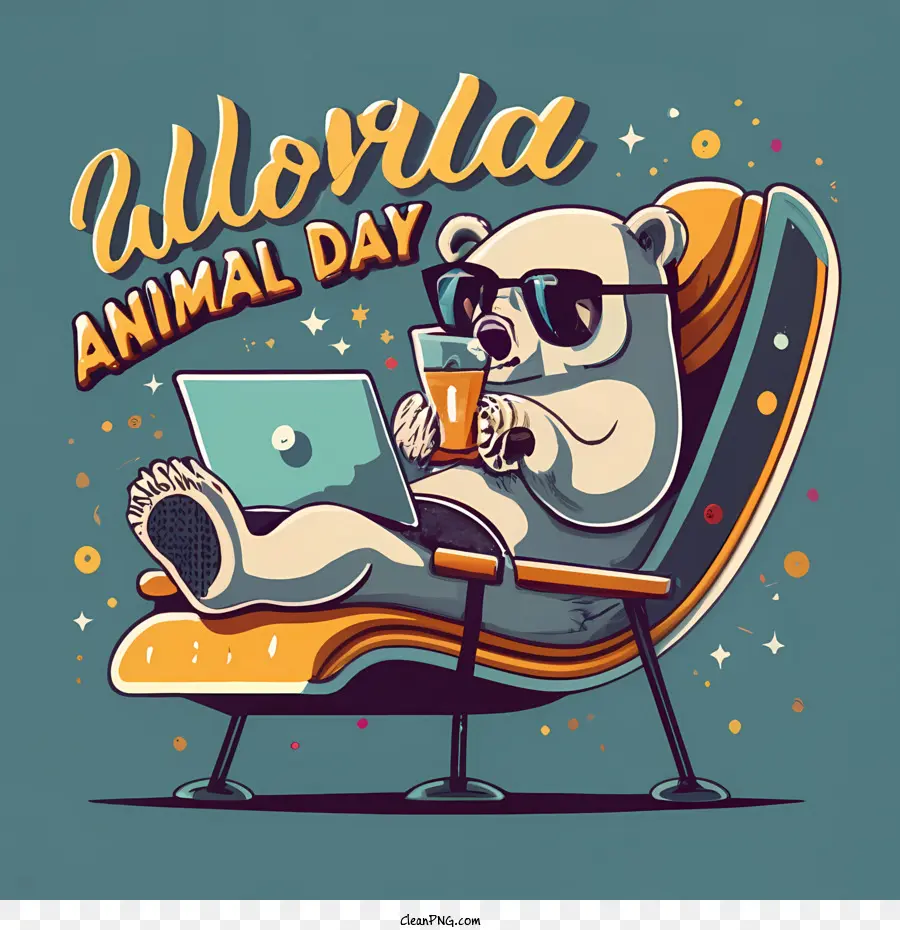 Dia Mundial Dos Animais，Urso Com Laptop PNG