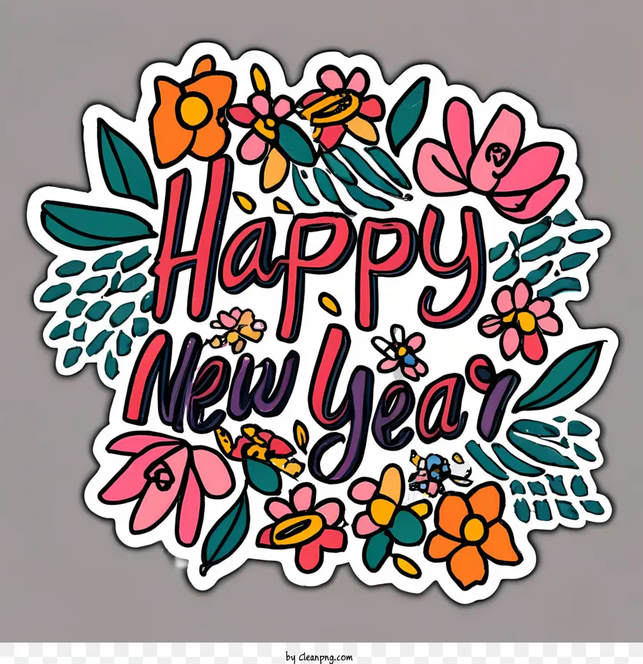 Feliz Ano Novo，Design Floral PNG