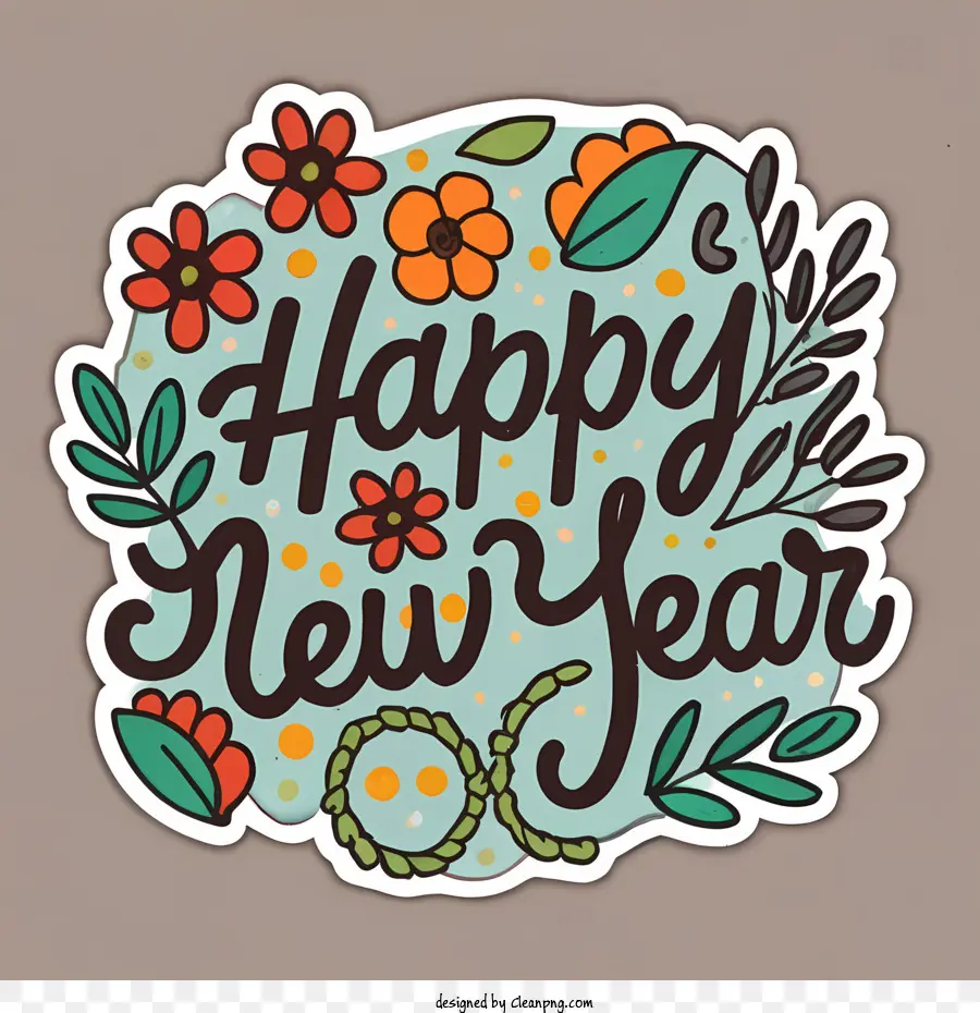 Feliz Ano Novo，Design Floral PNG