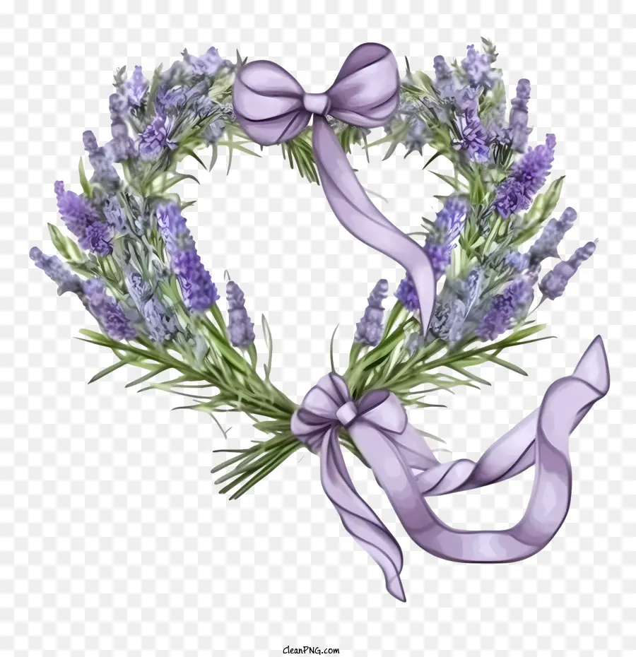 Guirlanda De Lavanda，Coroa De Coração Lavanda PNG