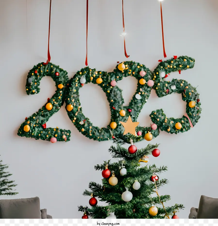 2025 Feliz Ano Novo，árvore De Natal PNG