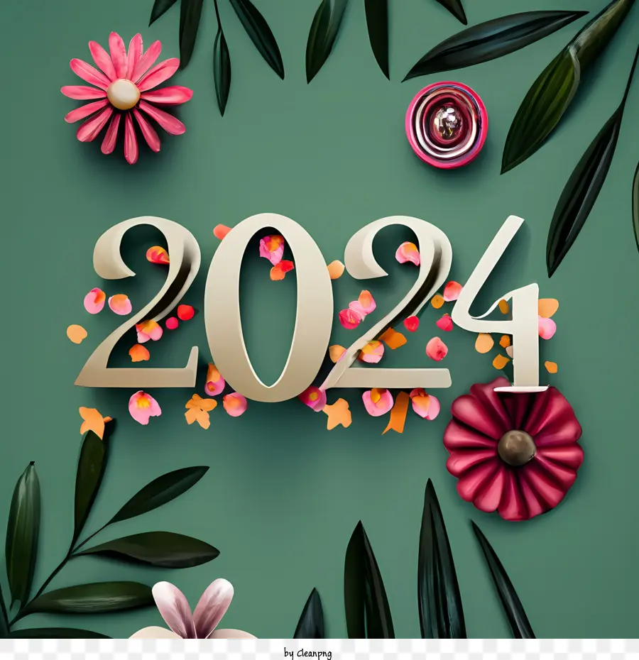 2024 Feliz Ano Novo，Número PNG