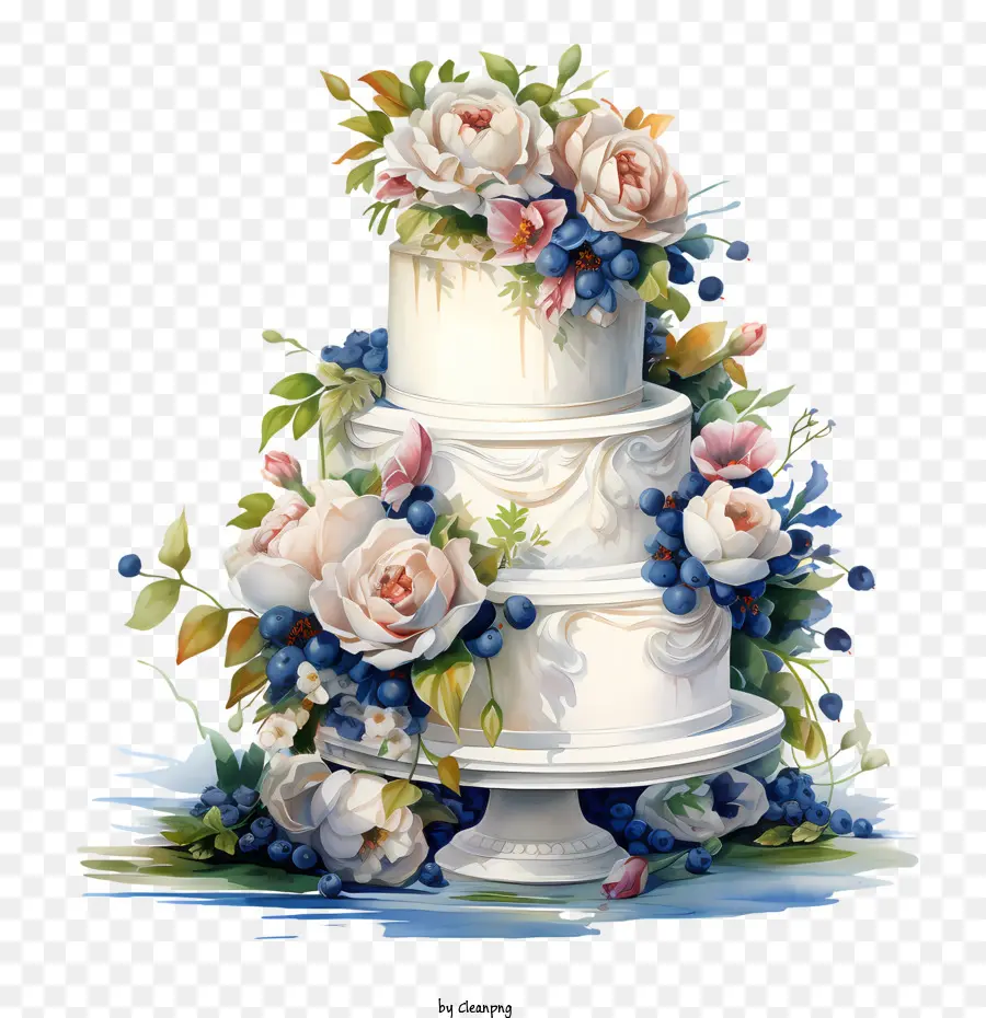 Bolo De Casamento，Flores PNG