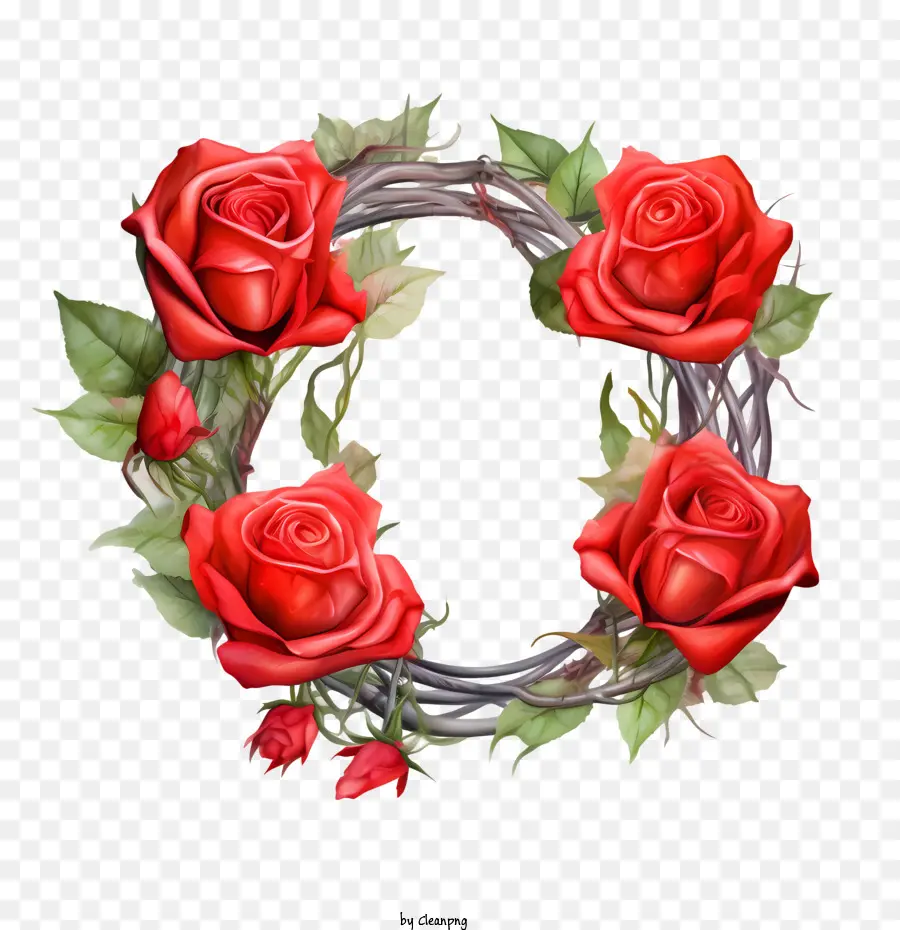 Coroa De Flores Rosa，Rosas Vermelhas PNG