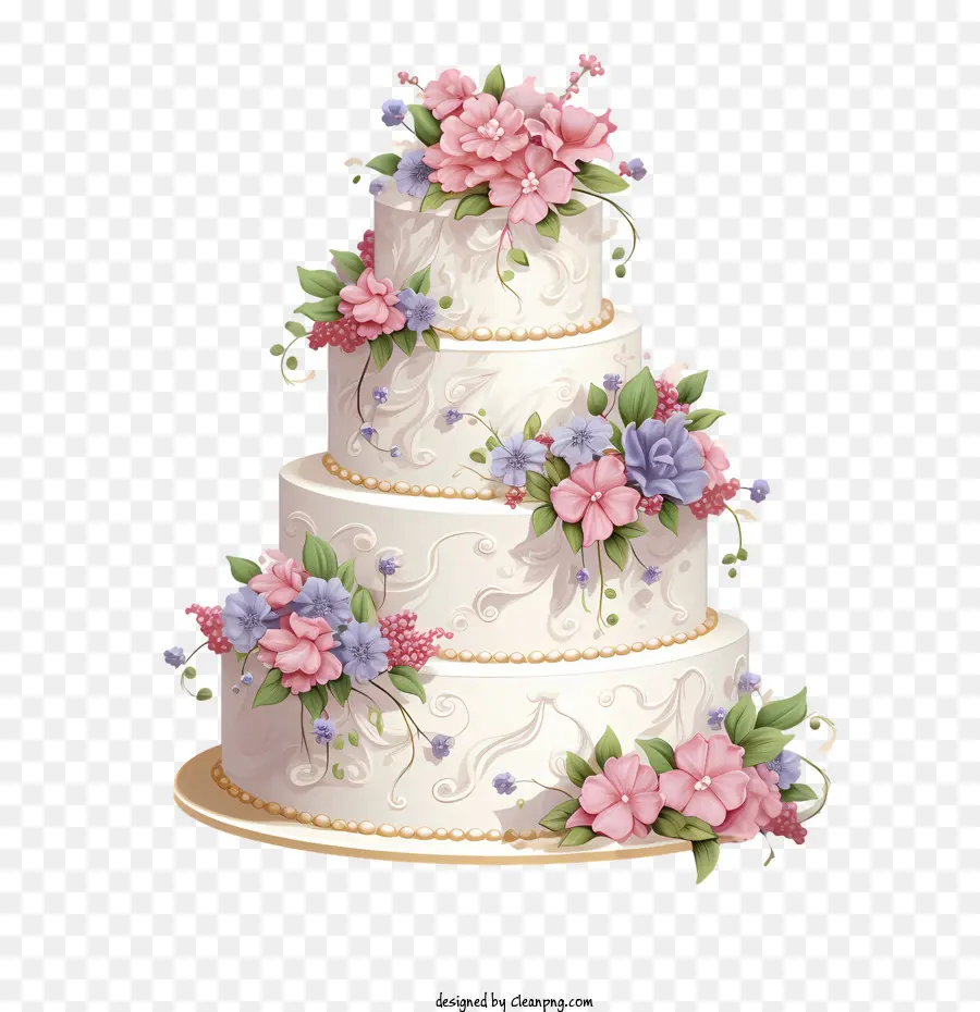 Bolo De Casamento，Flores PNG