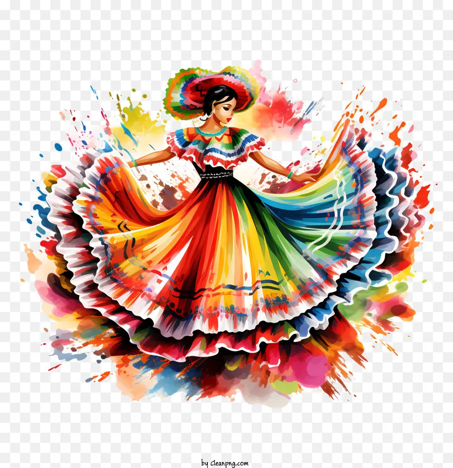 Dia Da Independência Do México，Mulher Em Vestido Colorido PNG