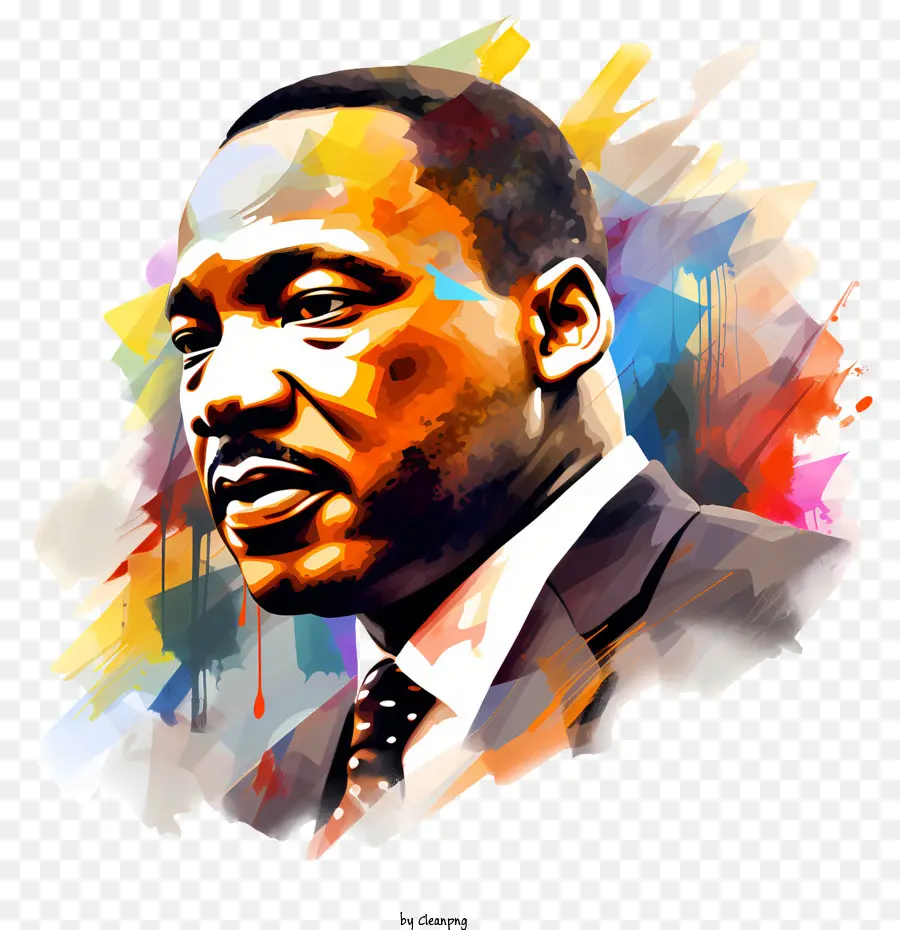 Dia De Martin Luther King Jr，Retrato Colorido PNG