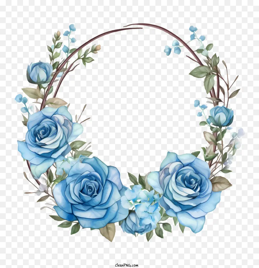 Coroa De Flores Rosa，Azul PNG