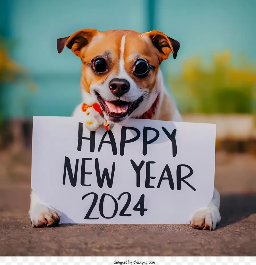 2024 Feliz Ano Novo，Cachorro PNG