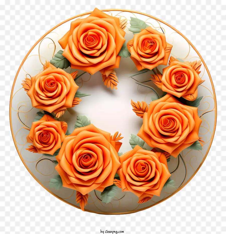 Coroa De Rosas，Rosas Laranja PNG