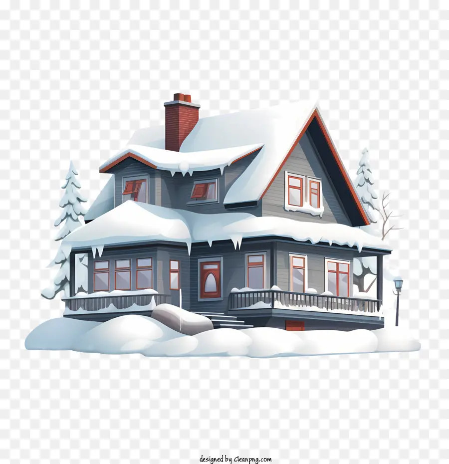 Casa De Inverno，Casa Em Um Dia De Neve PNG