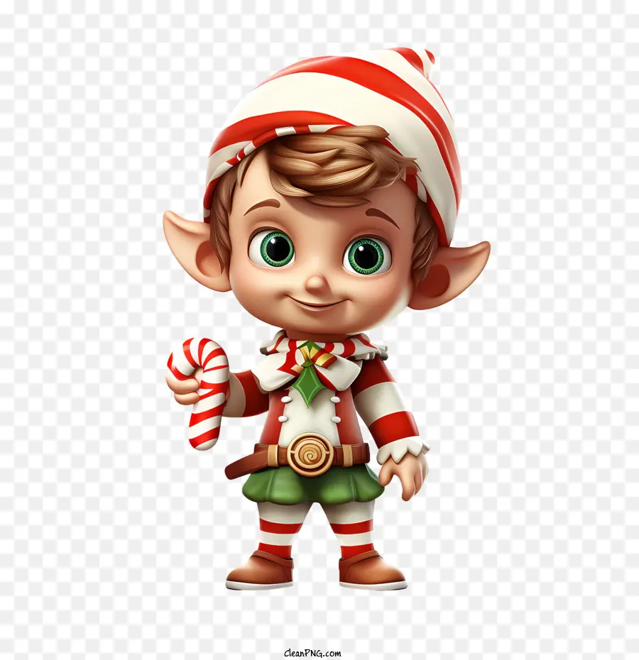 Christmas Elf，Candy Cane PNG