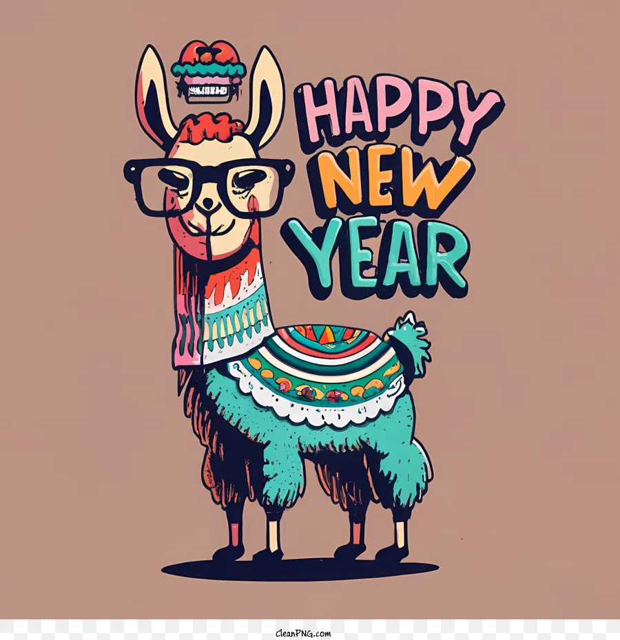 Feliz Ano Novo，Lhama PNG