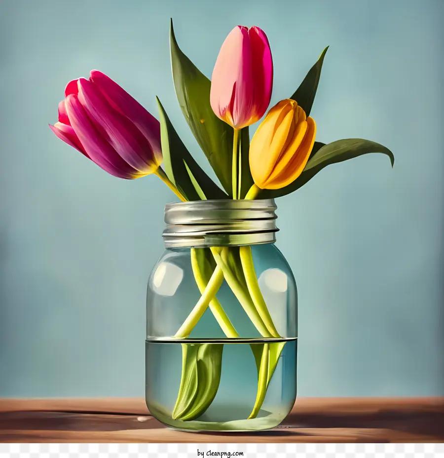 Dia Nacional Do Mason Jar，Tulipas Em Mason Jar PNG