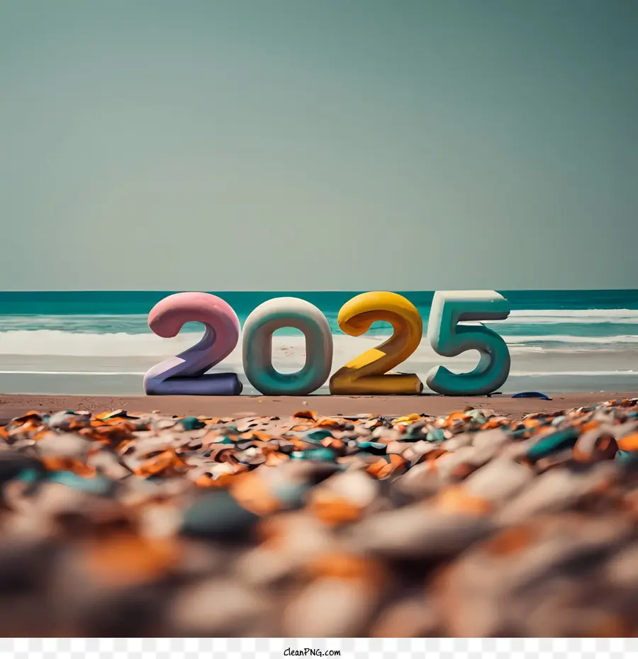 2025 Feliz Ano Novo，2025 Word Art PNG