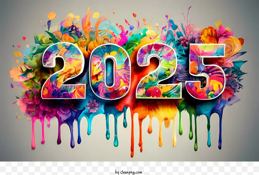 2025 Feliz Ano Novo，2025 Word Art PNG