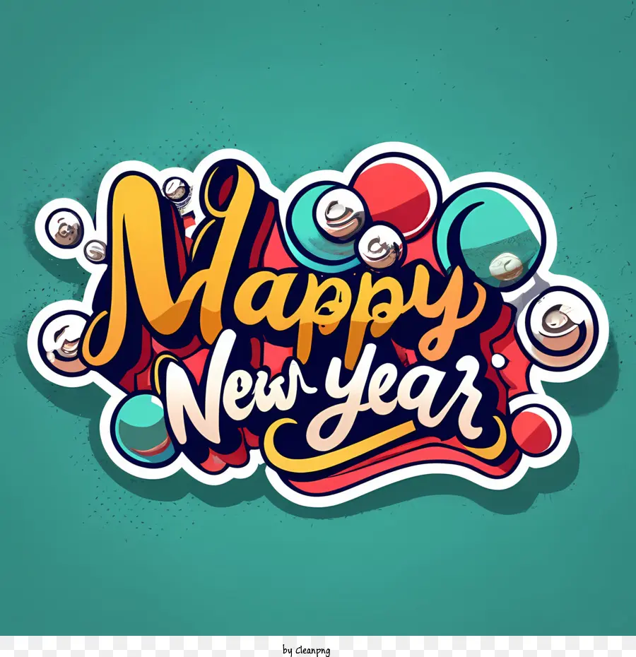 Feliz Ano Novo，Bolhas PNG